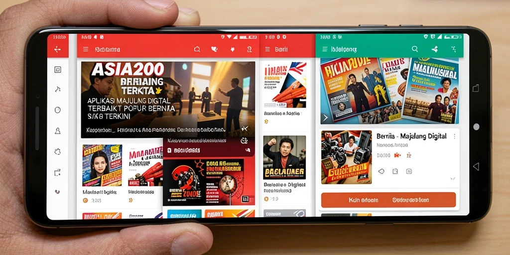 Screenshot antarmuka aplikasi ASIA200 yang menunjukkan konten berita terkini.