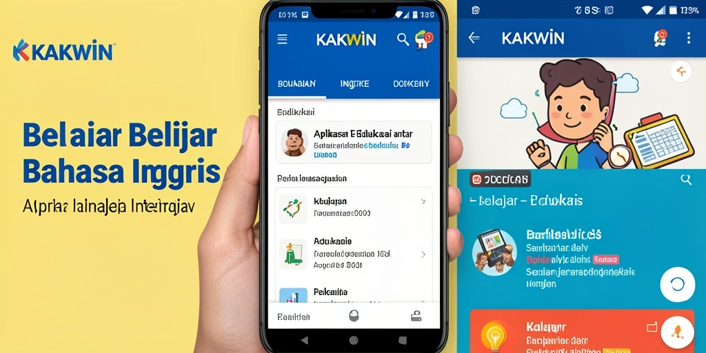 Antarmuka aplikasi KAKWIN yang menarik dan mudah digunakan untuk belajar Bahasa Inggris.