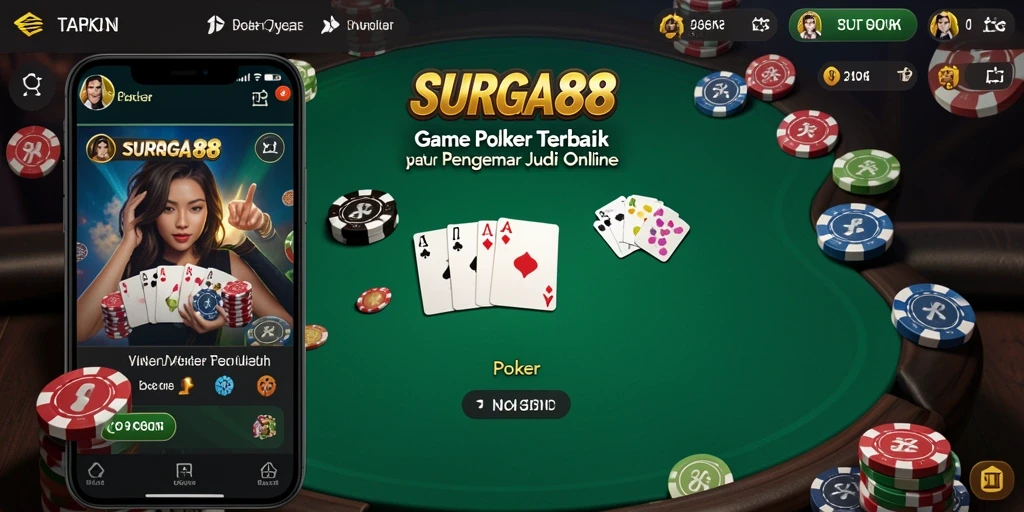Tampilan antarmuka poker yang menarik dan mudah dinavigasi.