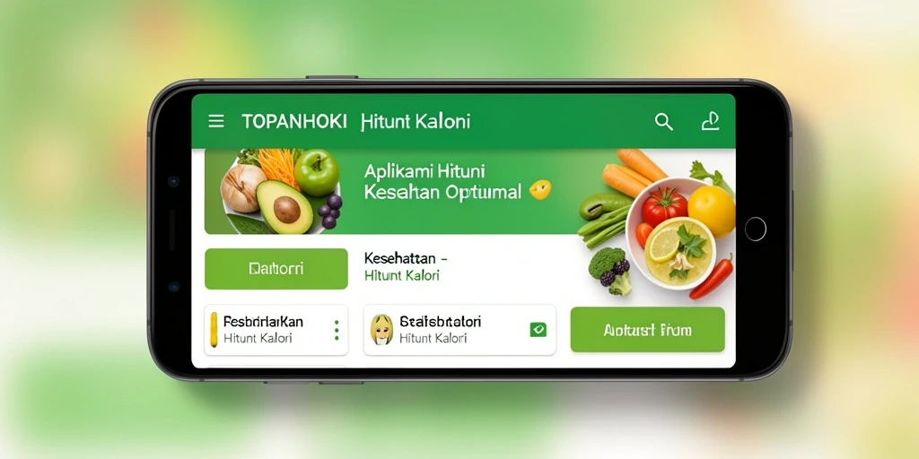 Antarmuka TOPANHOKI yang menarik untuk menghitung kalori dengan mudah.